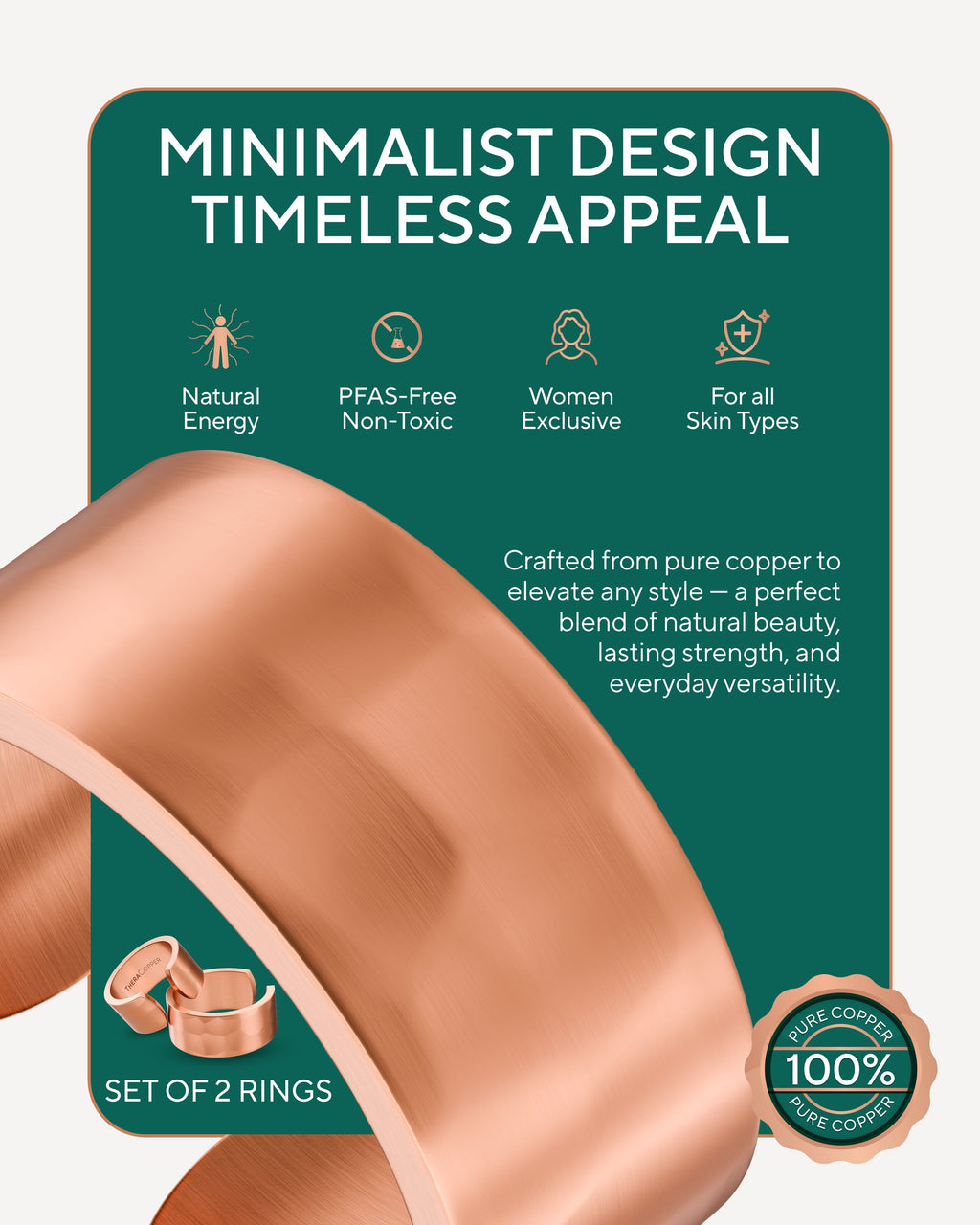 Pure Copper Rings – Hammered (10mm) - Nara's Shop