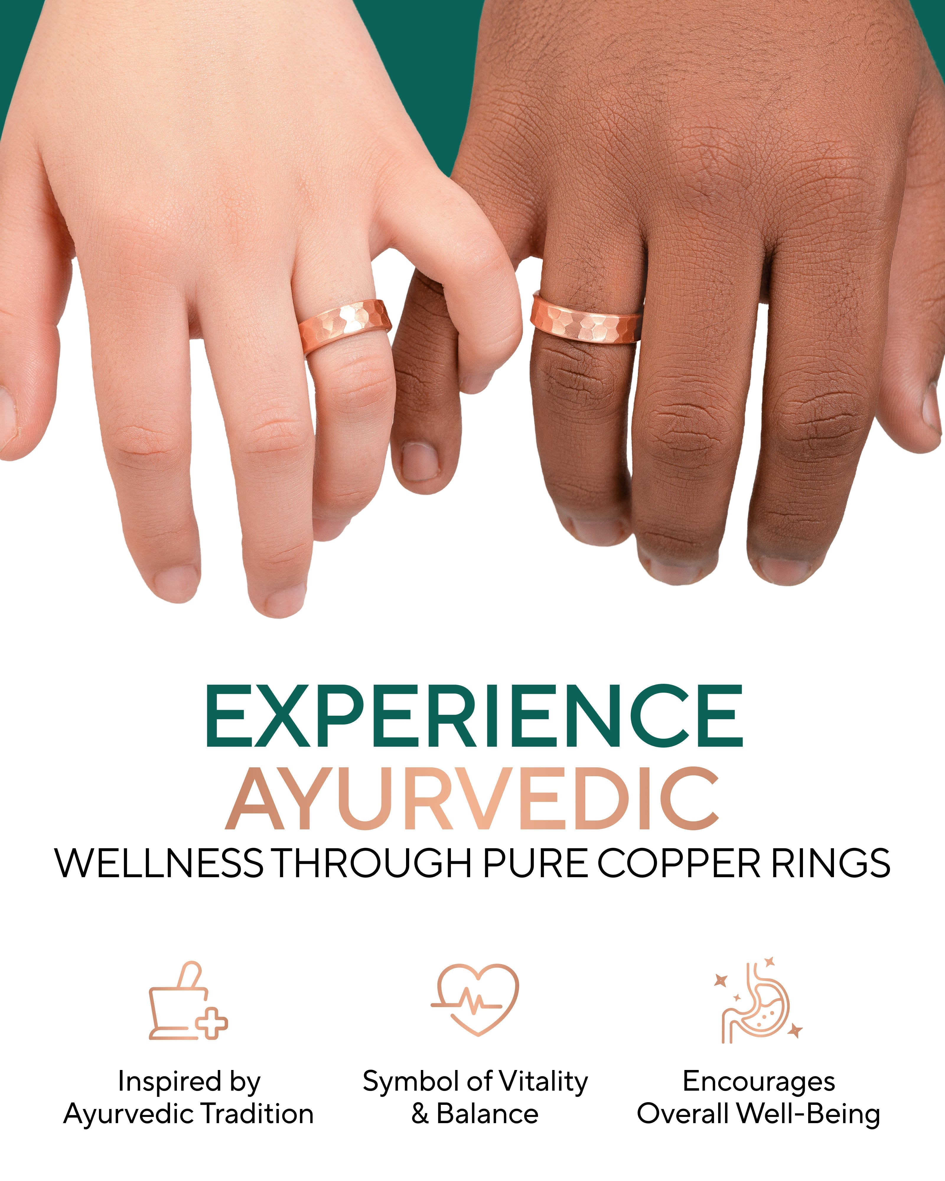 Pure Copper Rings – Hammered (6mm) - Nara's Shop
