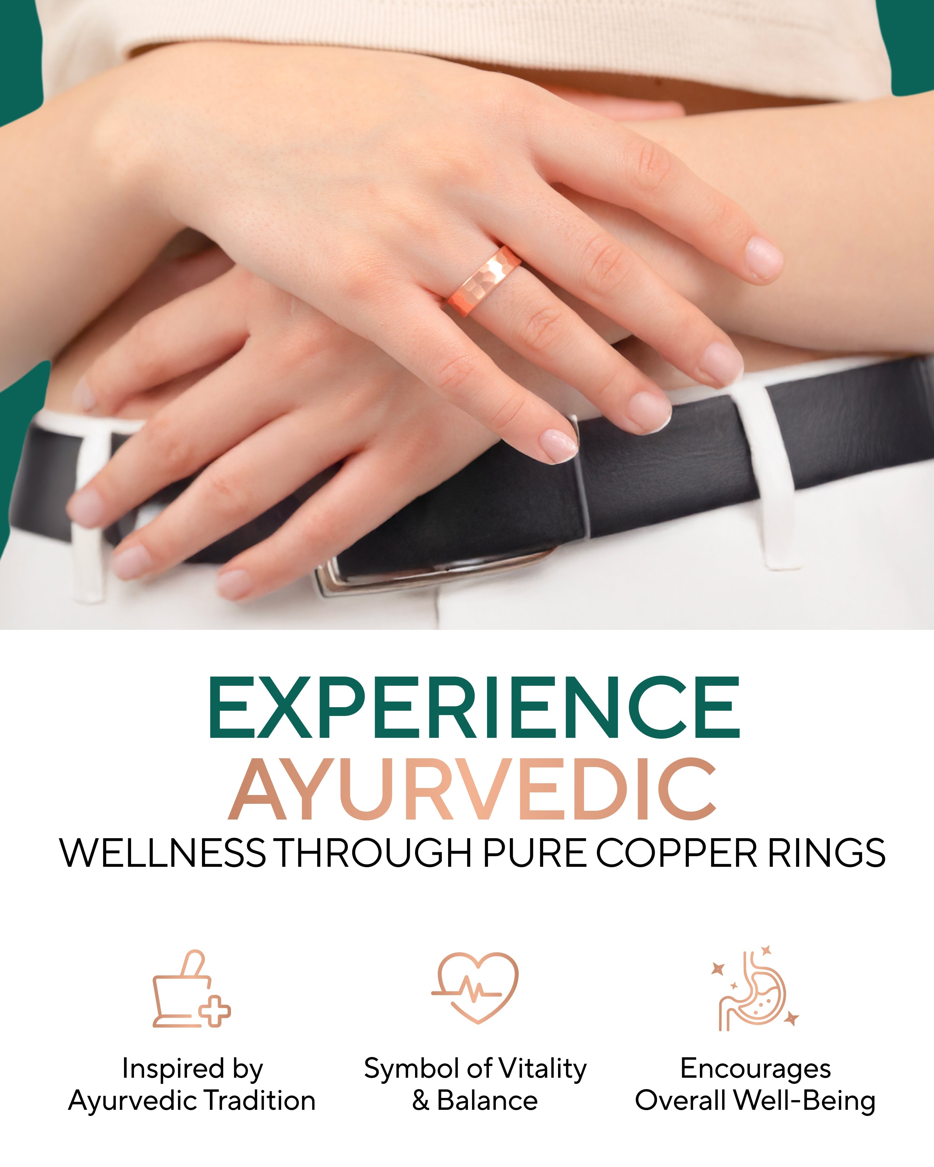 Pure Copper Rings – Hammered (6mm) - Nara's Shop