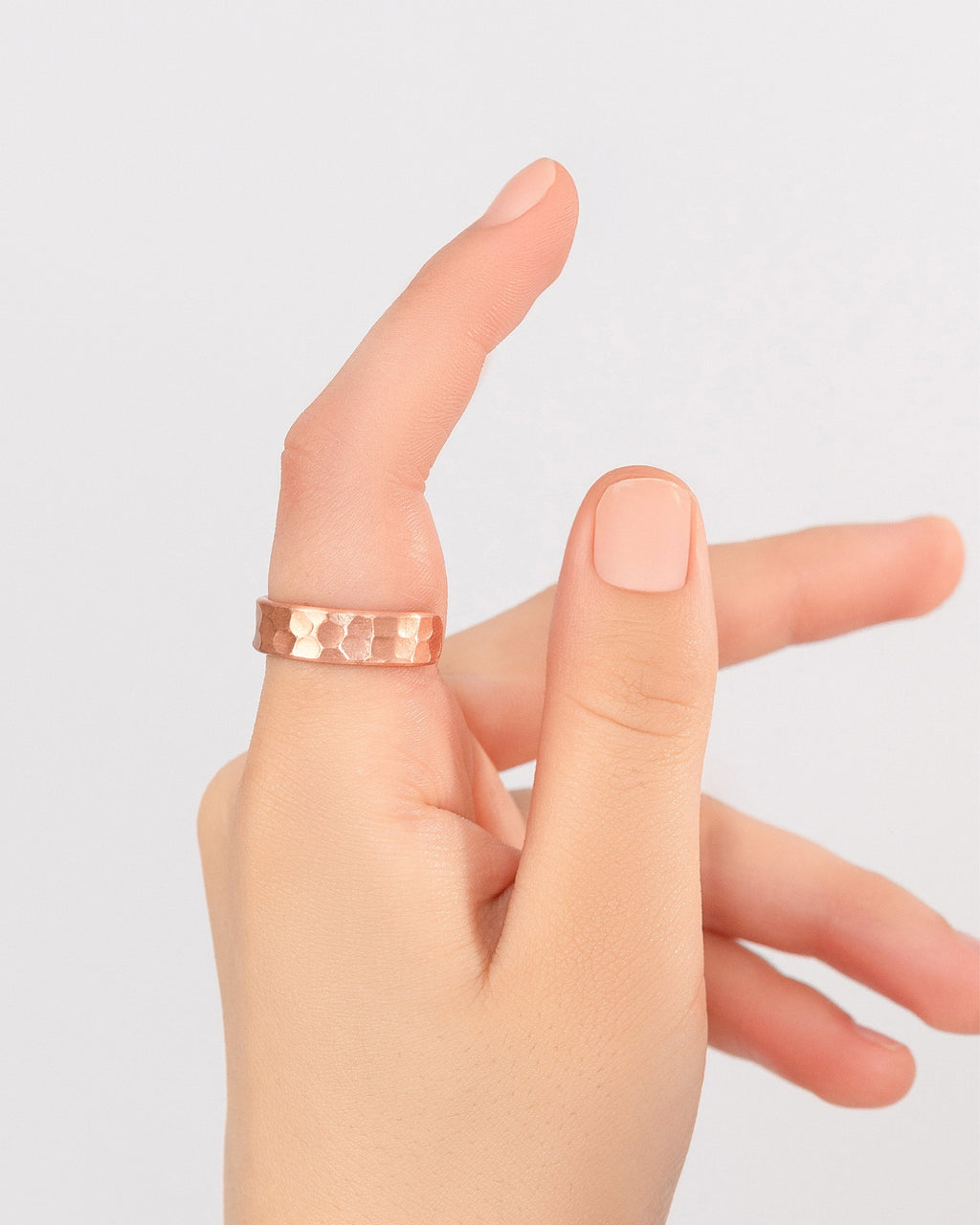 Pure Copper Rings – Hammered (6mm) - Nara's Shop