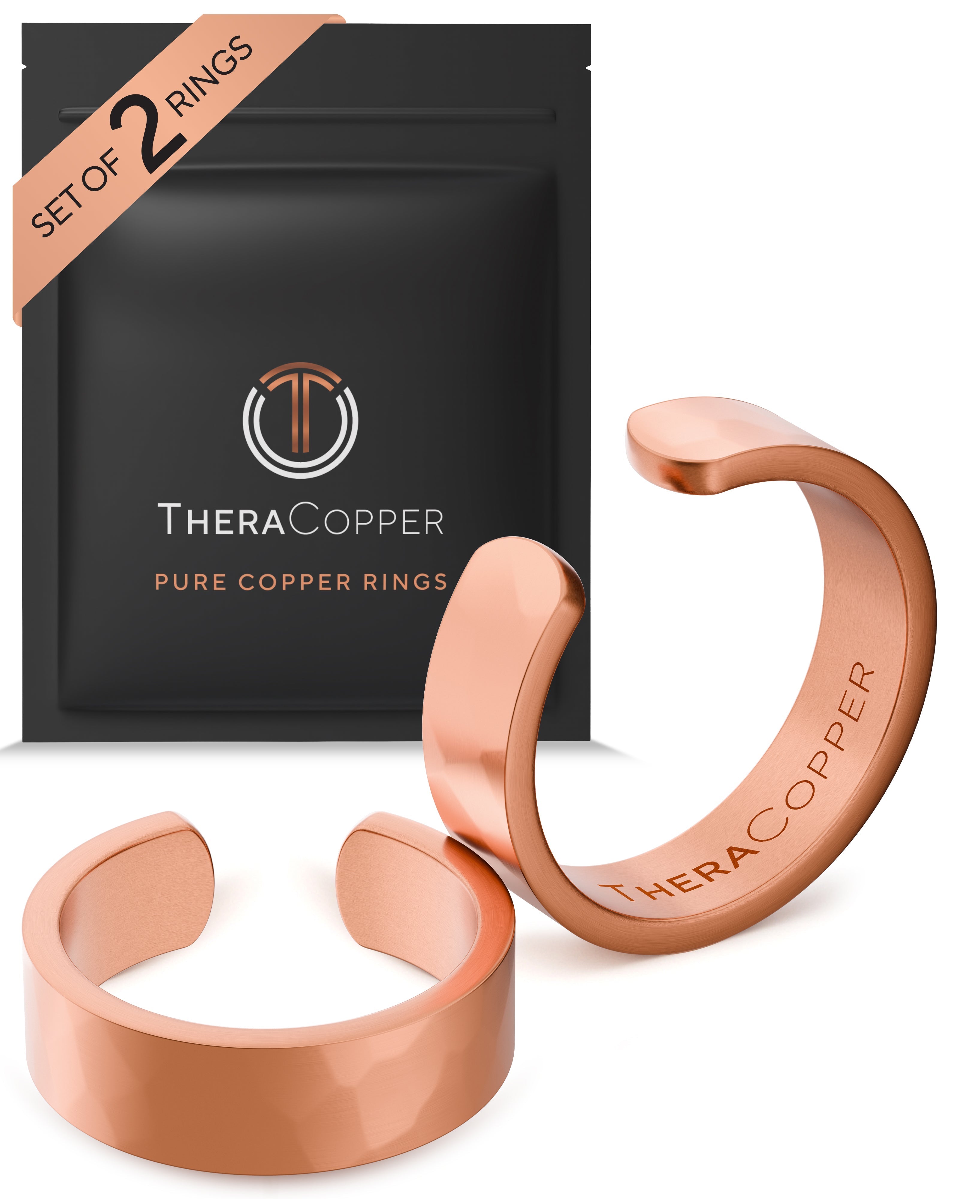 Pure Copper Rings – Hammered (6mm) - Nara's Shop
