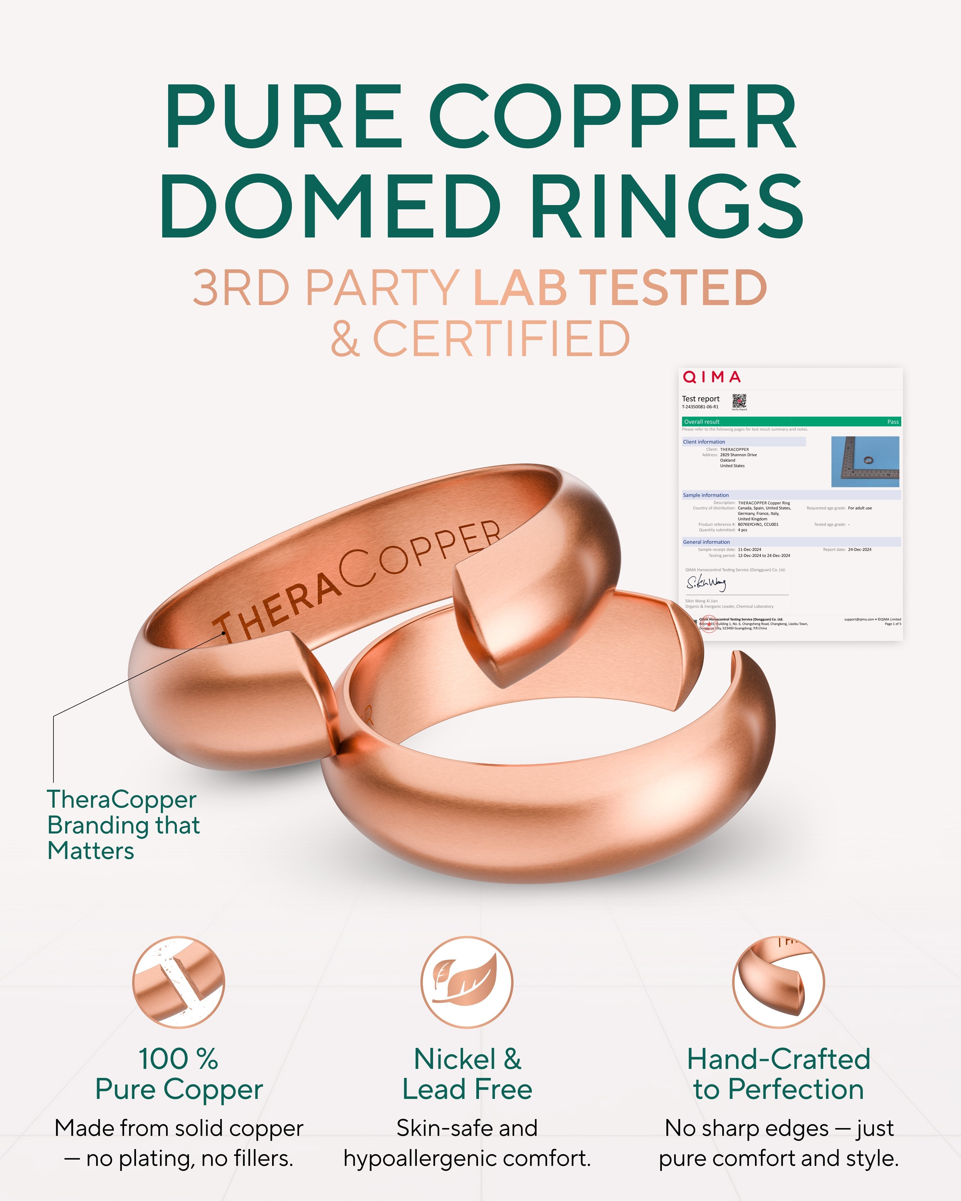 Pure Copper Rings Set - Domed (6mm) - Nara's Shop