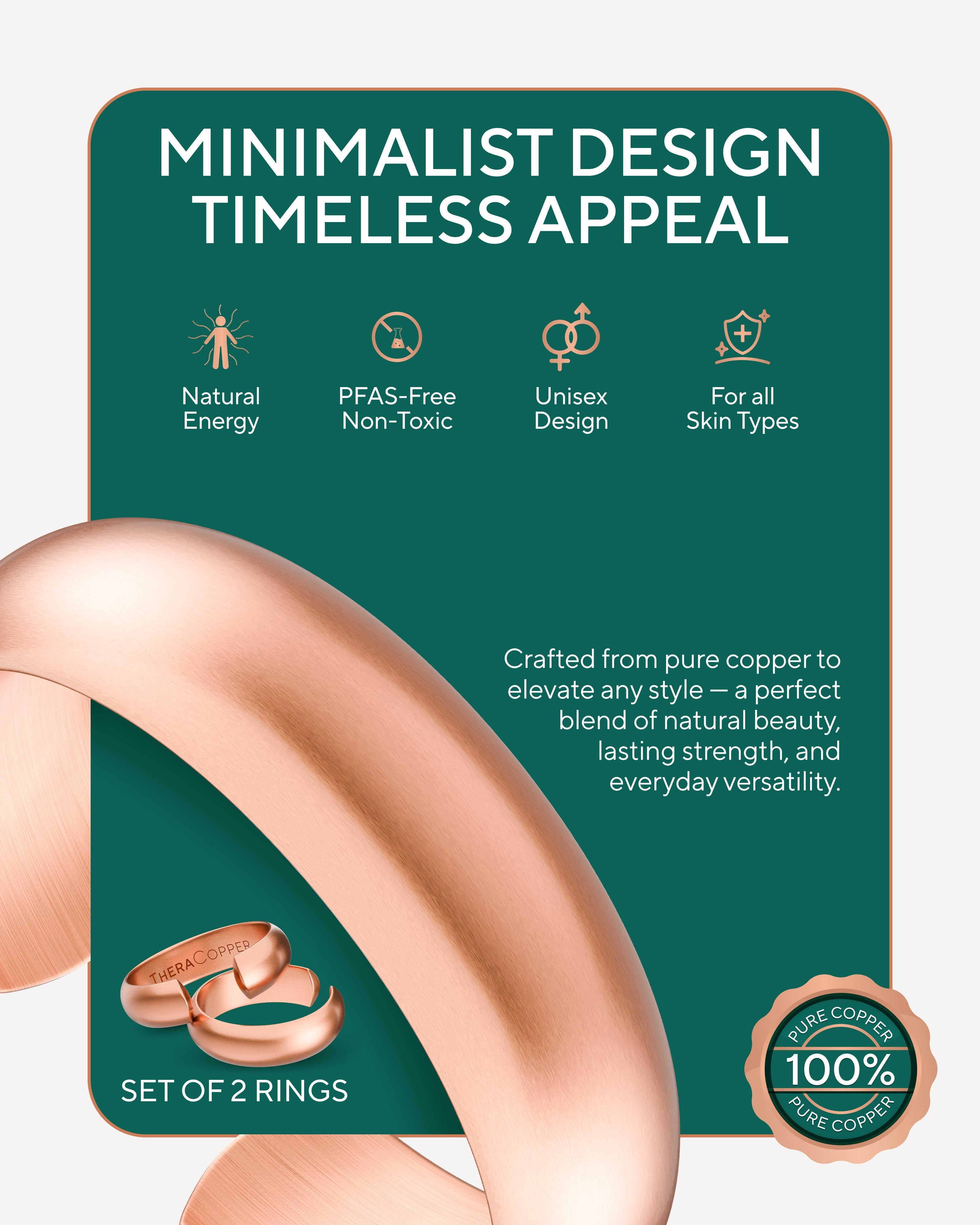 Pure Copper Rings Set - Domed (6mm) - Nara's Shop