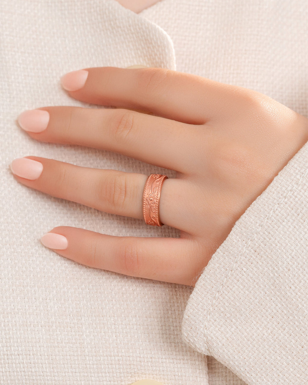 Pure Copper Rings Set – Floral (6mm) - Nara's Shop