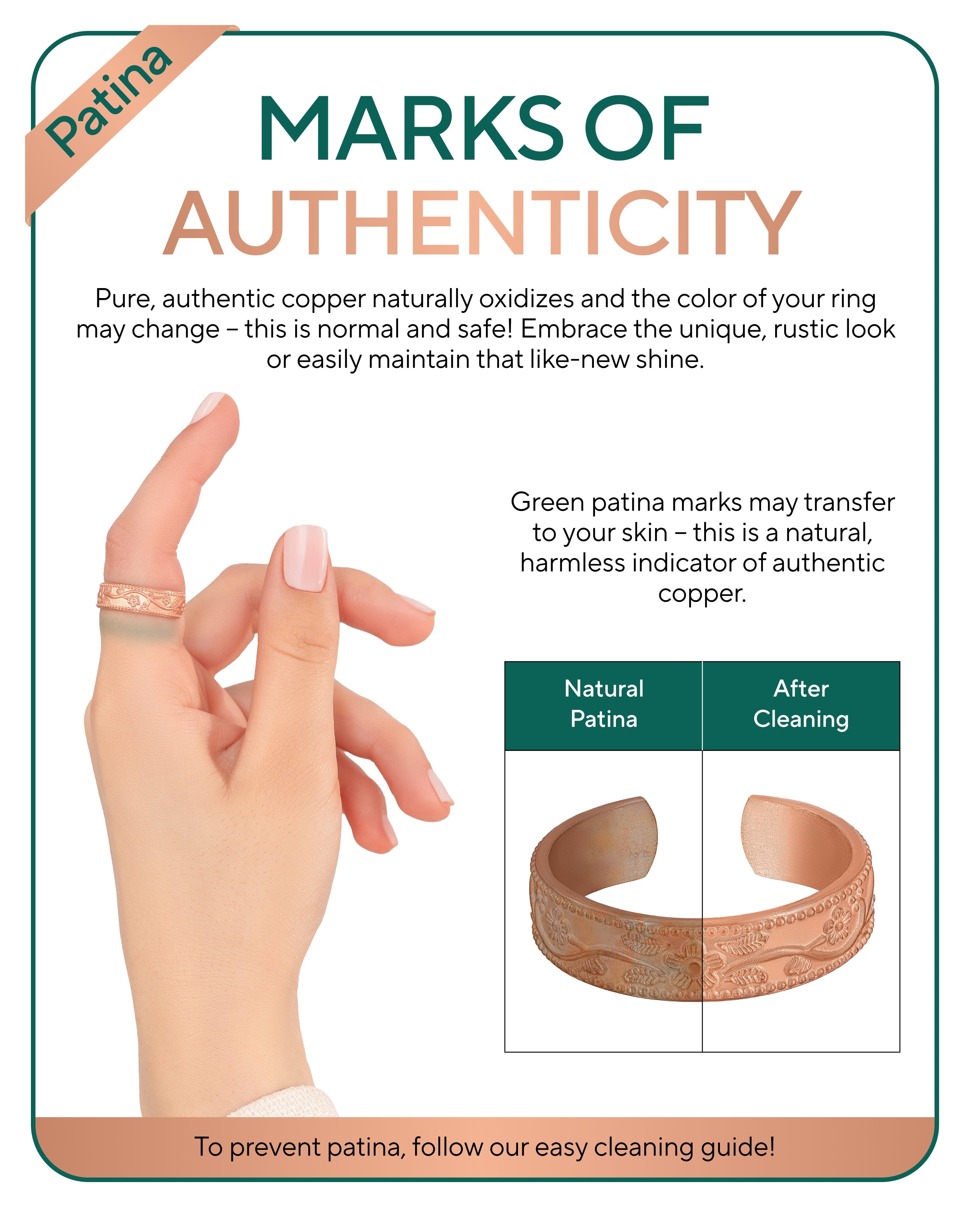 Pure Copper Rings Set – Floral (6mm) - Nara's Shop