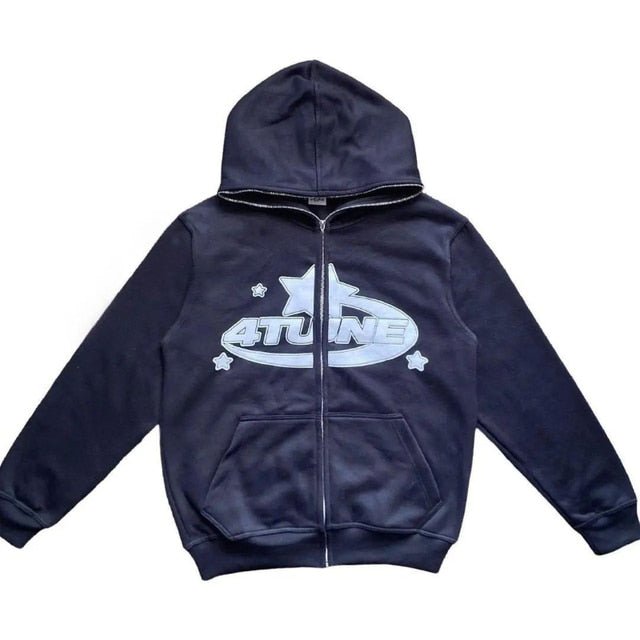 Star Printed Zip Up Hoodies - Nara's Shop