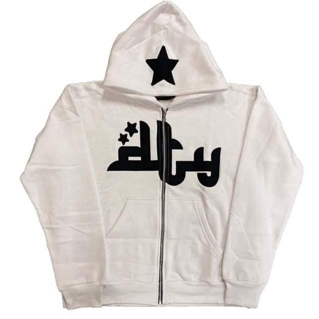 Star Printed Zip Up Hoodies - Nara's Shop