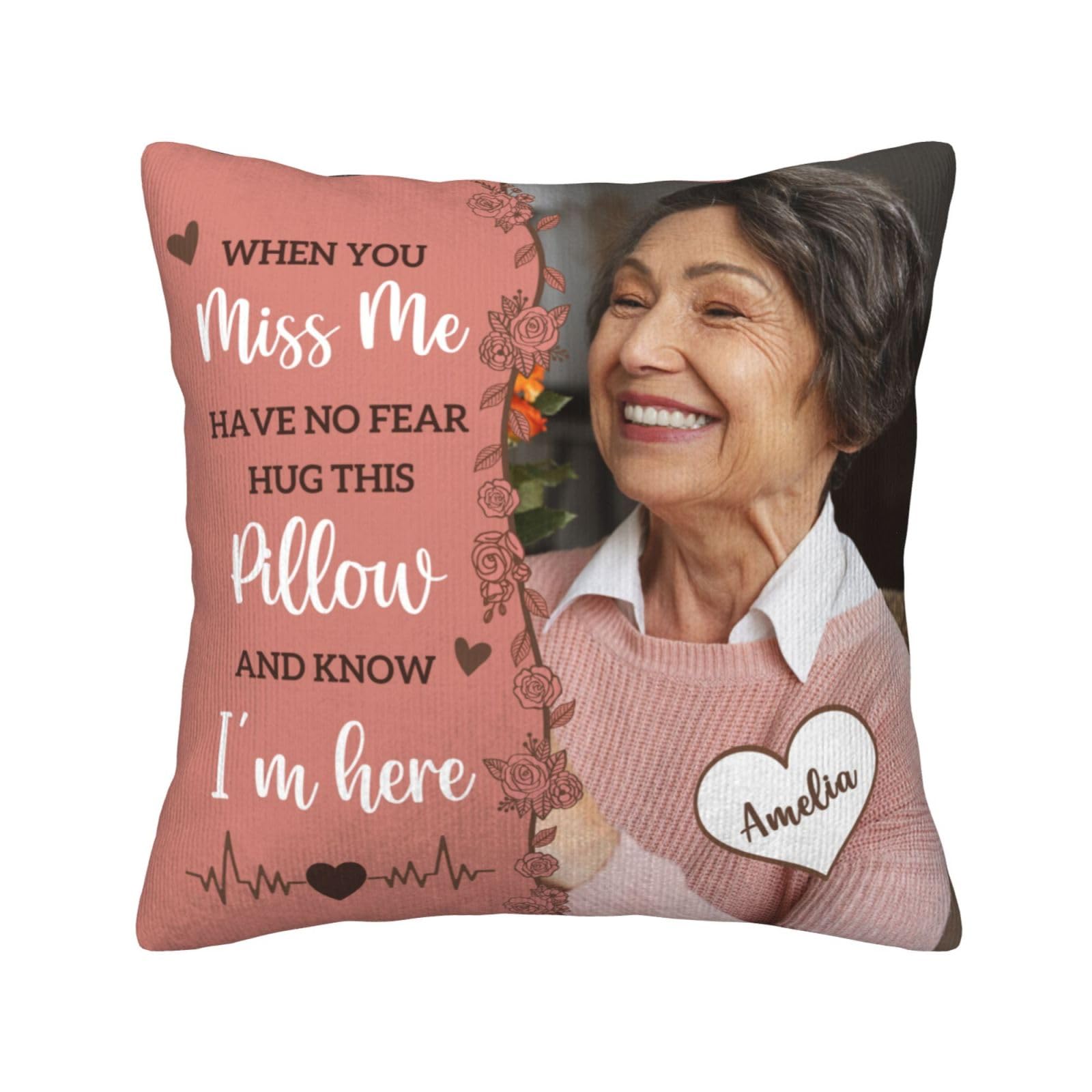 Vicerkear Personalized Memorial Throw Pillow with PhotoSympathy Gift for Loss of Loved OnesBereavement Remembrance GiftsCustom Pillowcase with Picture Two-Sided DesignHome Decor (Dark Pink) - Nara's Shop