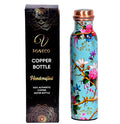 VONECO Premium Copper Water Bottle - 34OZ/1000ML Handcrafted Enamel Blue Design Leak-Proof Copper Bottle Ayurvedic Pure Copper Water Bottle for Drinking Stylish Hydration Solution Hand Washable - Nara's Shop